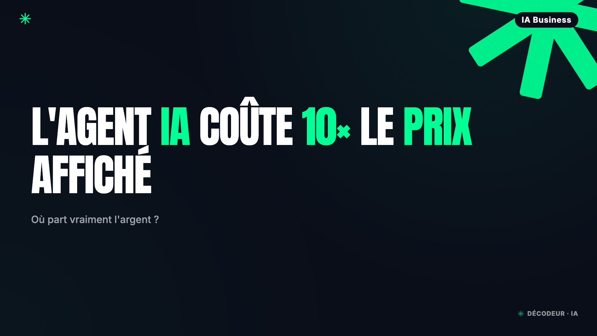 Répartition des coûts d'un agent IA en production : développement, infrastructure, tokens, monitoring.