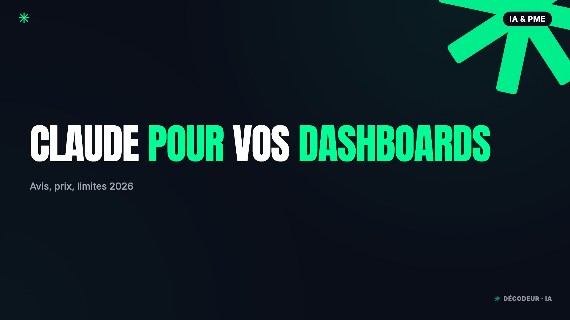 Tableau de bord de données généré par Claude Dashboards avec graphiques SQL en direct