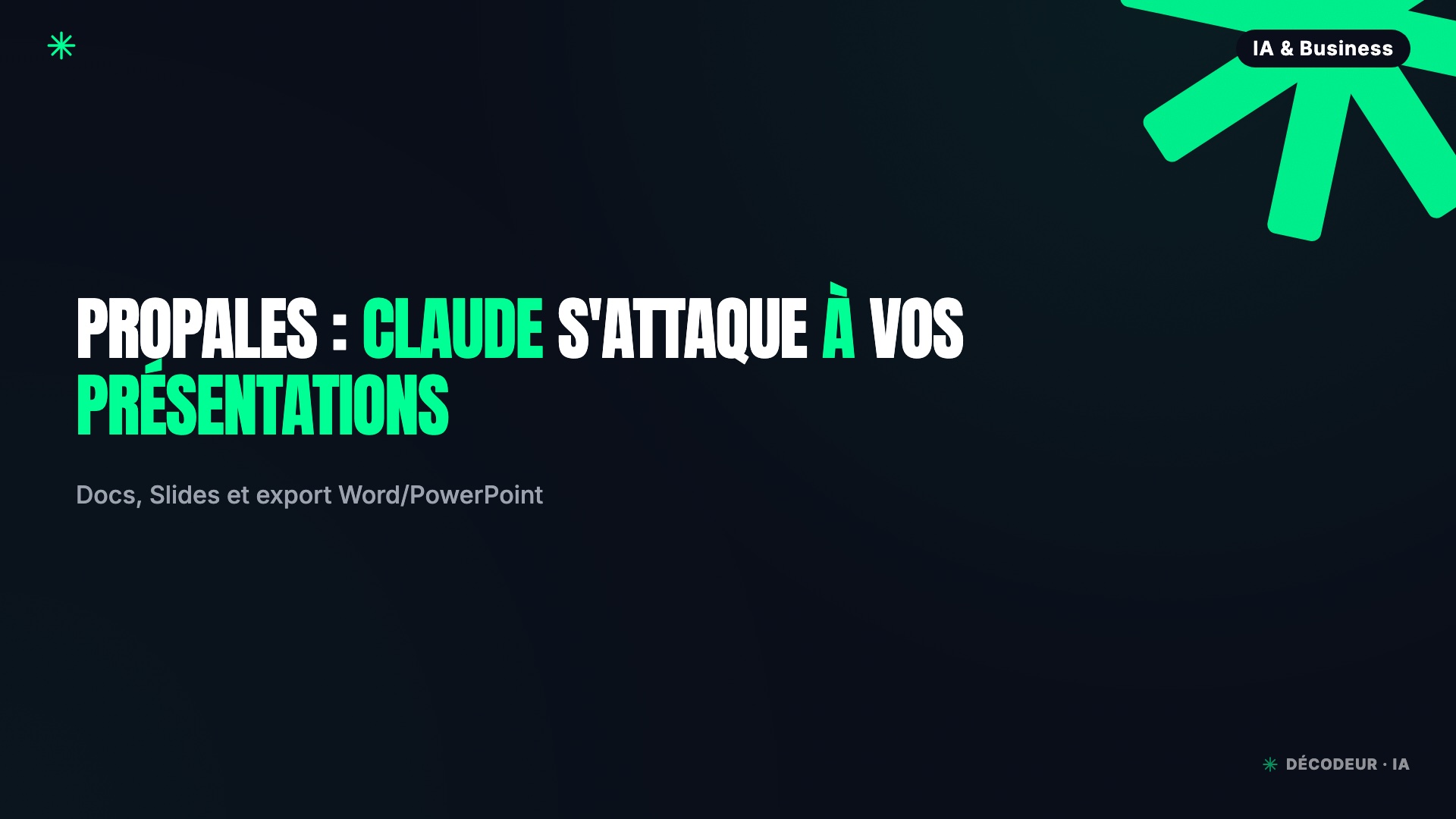 Claude Docs + Slides : du brief au PowerPoint client en 45 min