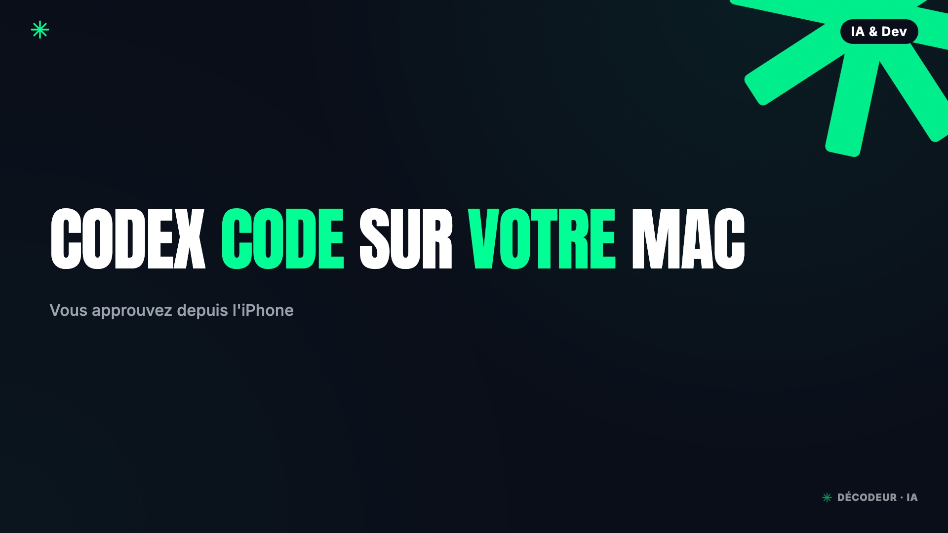 Codex piloté depuis un iPhone pendant qu'un Mac exécute une tâche de code