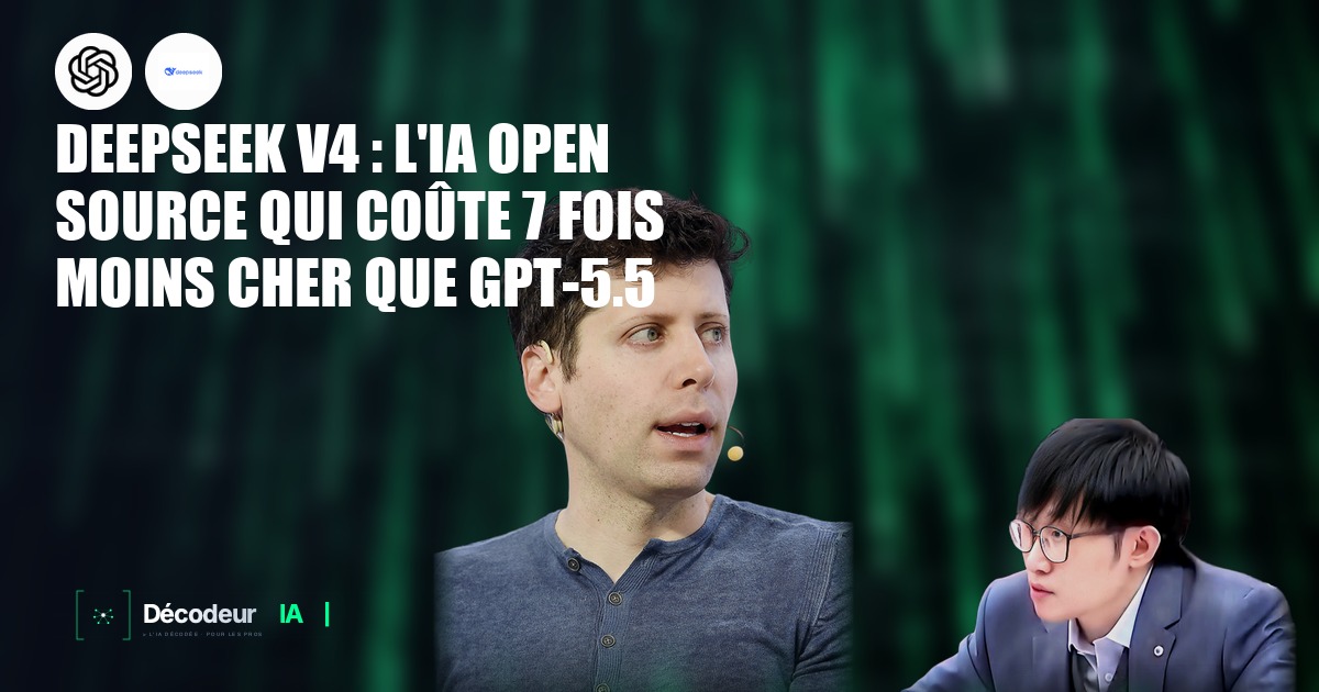 Logo DeepSeek V4 sur fond de circuit imprimé stylisé, symbolisant l'IA open source à bas coût