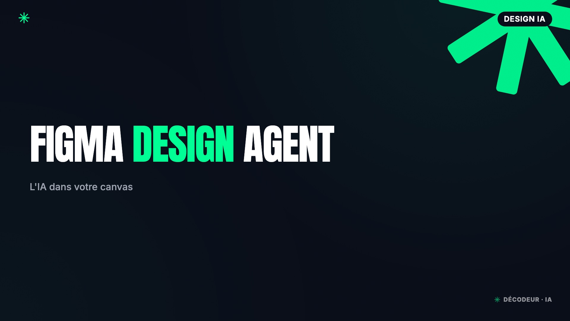 Interface Figma avec l'agent IA dans le canvas, panneau latéral gauche