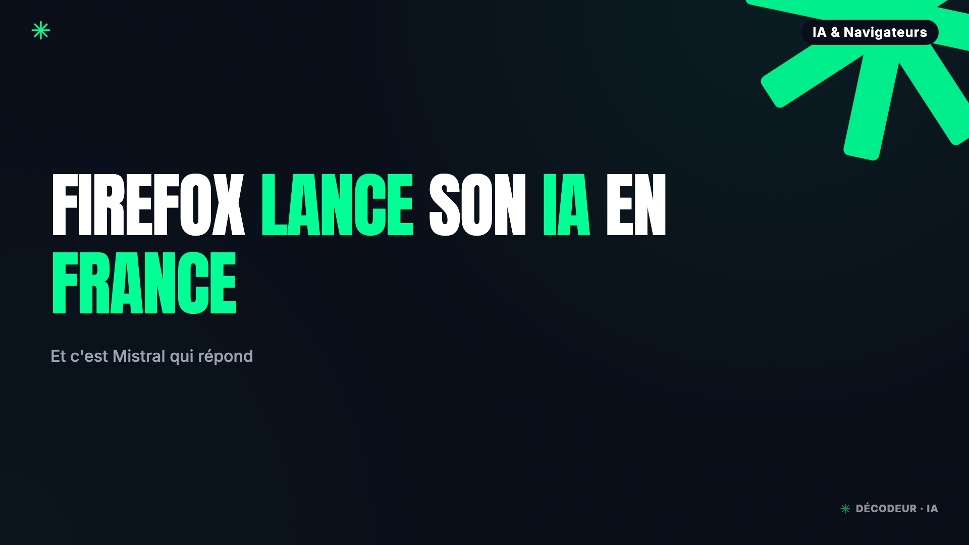 Fenêtre intelligente de Firefox affichant une réponse IA avec sources, sur fond de bureau français