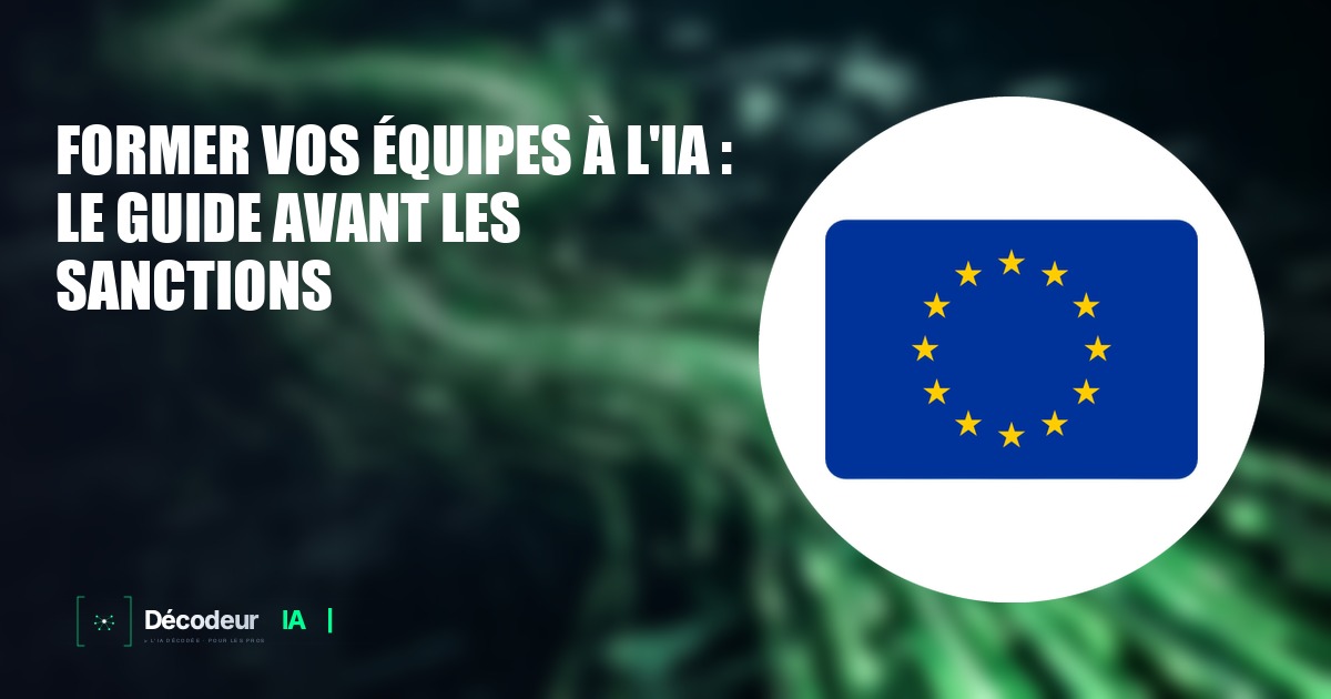 Équipe en formation autour d'un écran affichant une interface IA