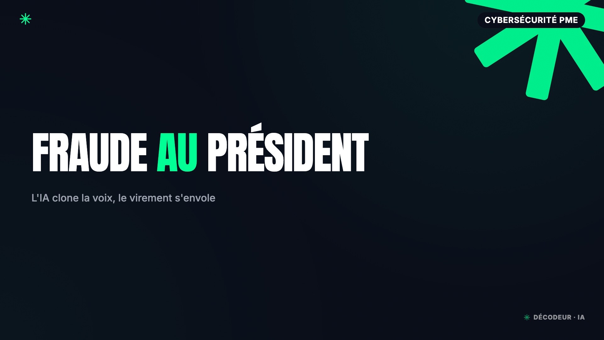 Dirigeant de PME au téléphone face à un écran affichant un visage généré par IA lors d'une fraude au président par deepfake