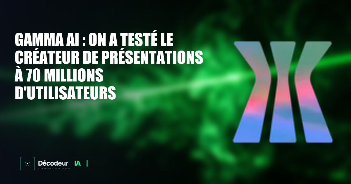 Interface de Gamma AI montrant une présentation générée par intelligence artificielle