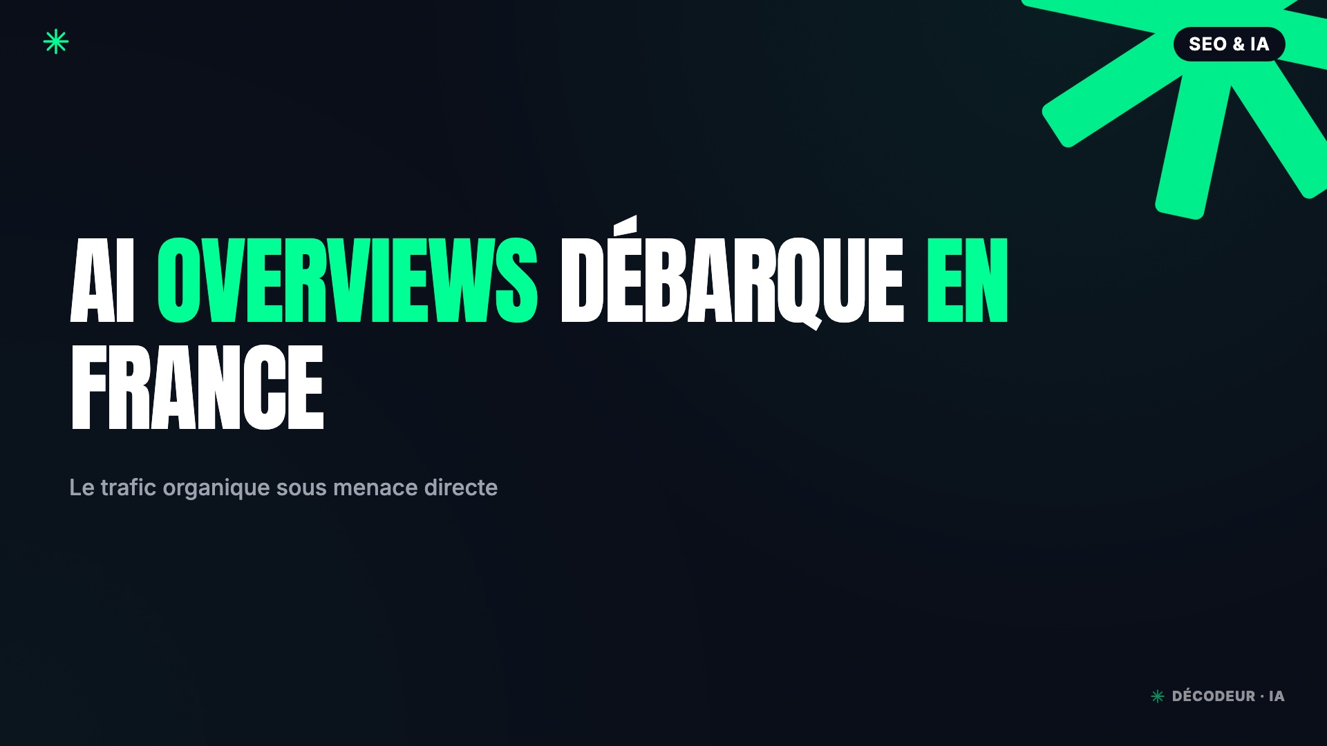 Page de résultats Google en France affichant un résumé AI Overviews en haut de l'écran