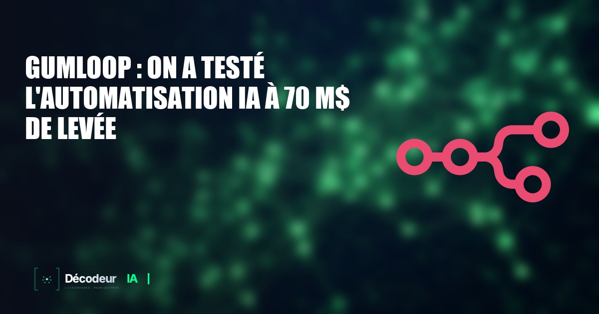 Interface de Gumloop avec un workflow d'automatisation IA en cours de construction