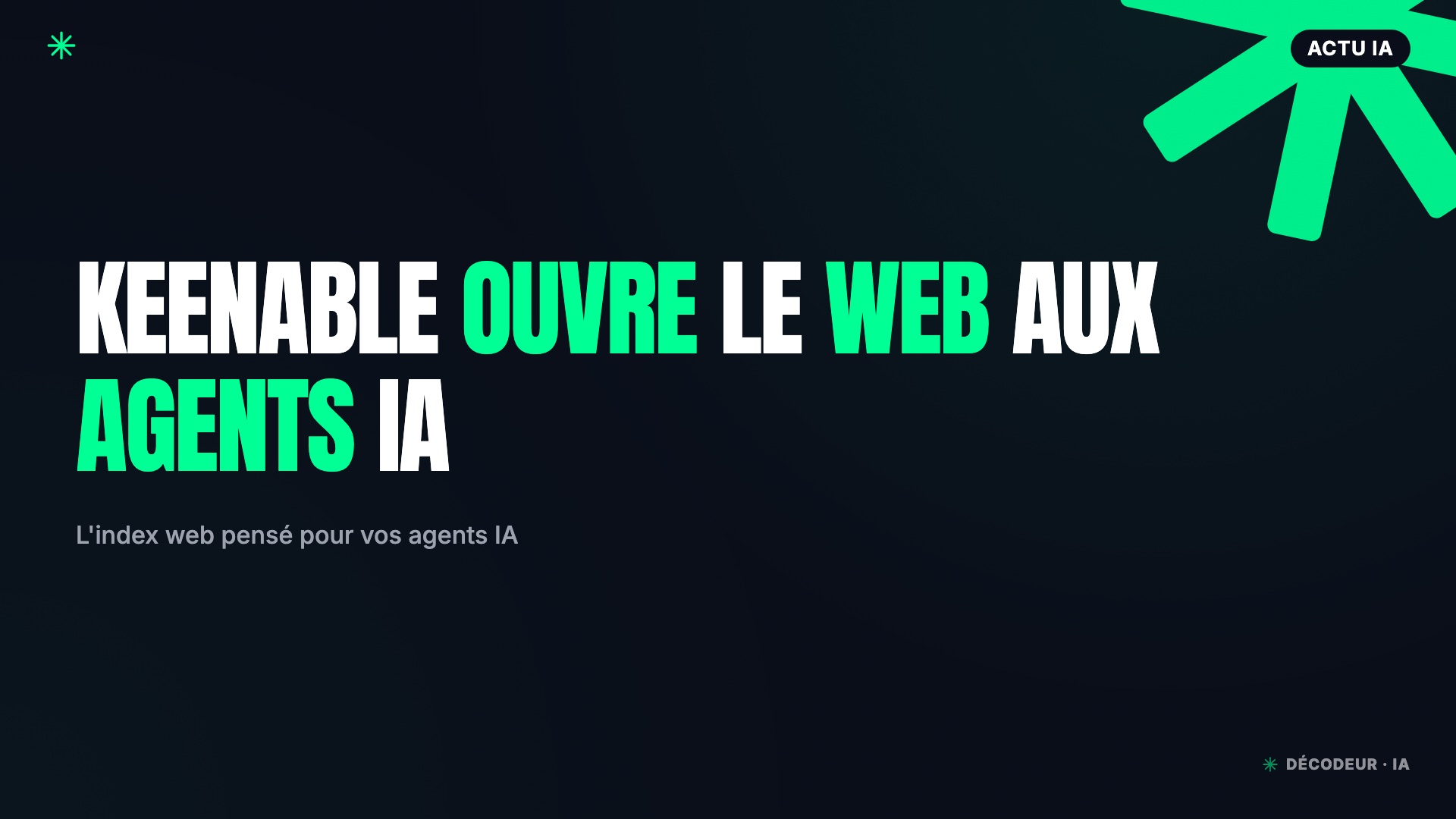Flux de recherche web Keenable alimentant un agent IA