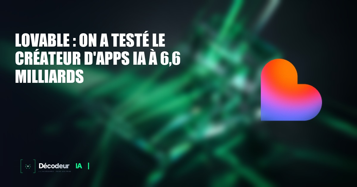 Interface de Lovable montrant la génération d'une application web par IA