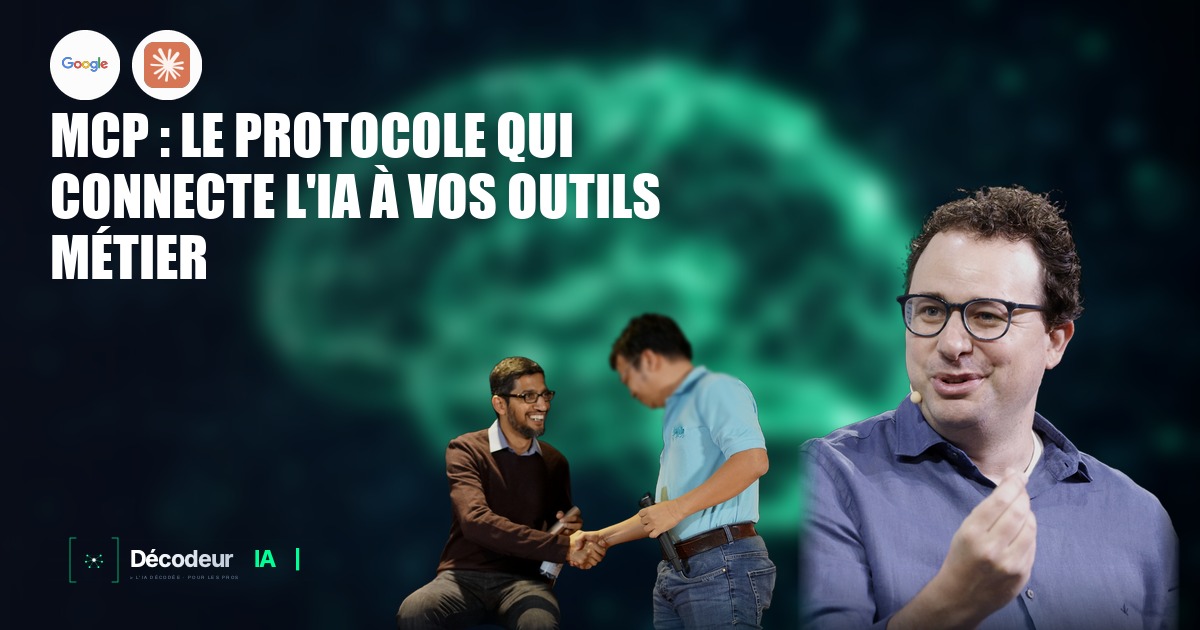 Schéma montrant une IA connectée à plusieurs outils métier via le protocole MCP