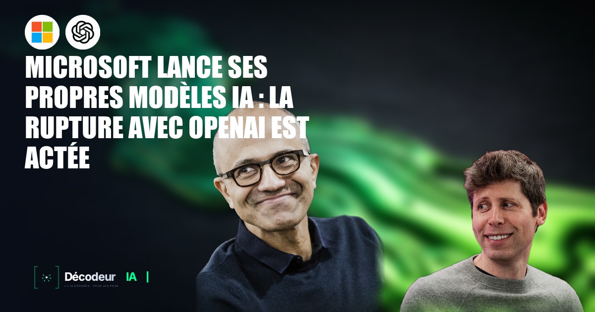 Logo Microsoft AI avec trois icônes représentant la voix, la transcription et l'image