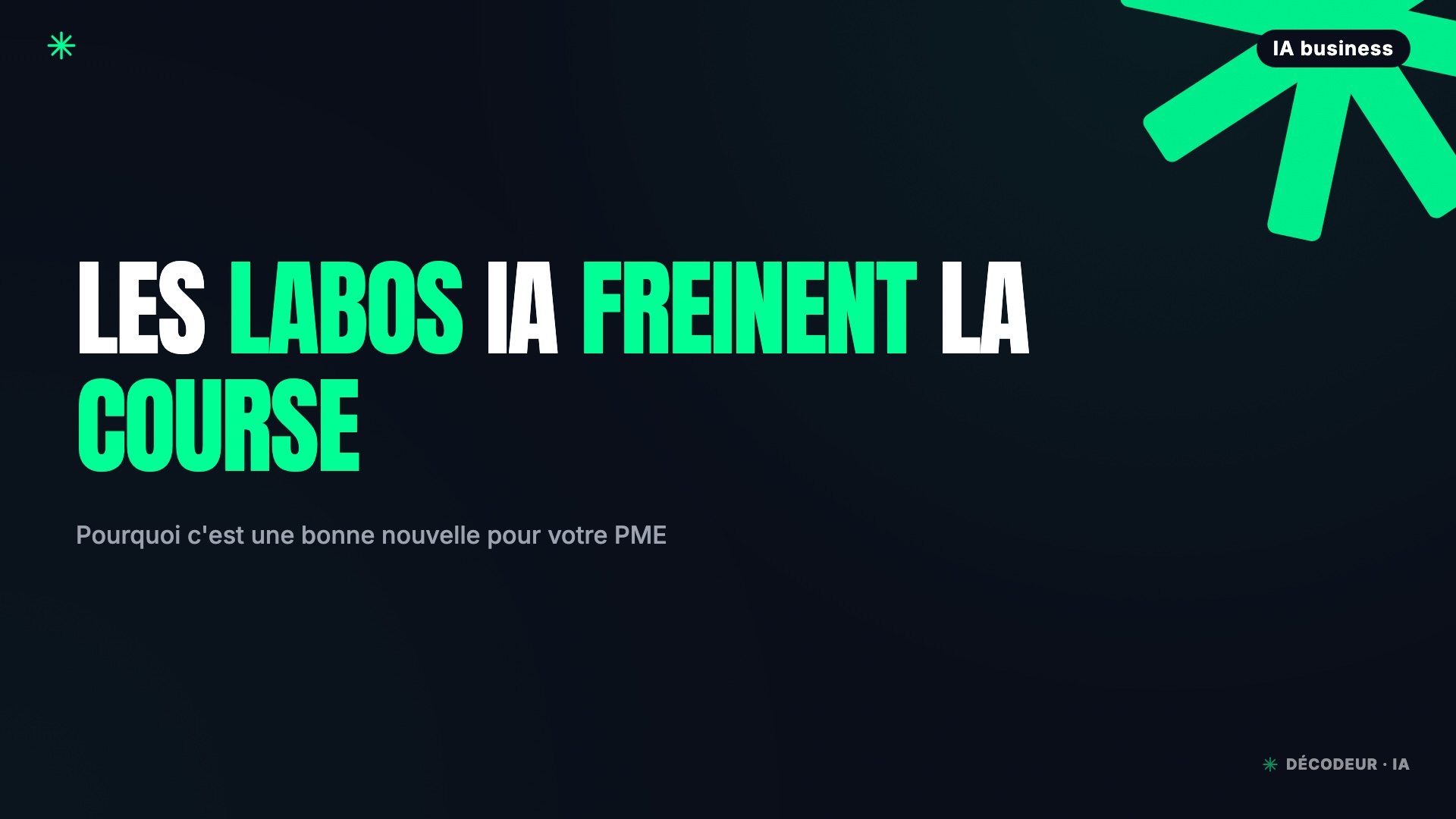 Quatre dirigeants de labos IA devant une courbe boursière en baisse