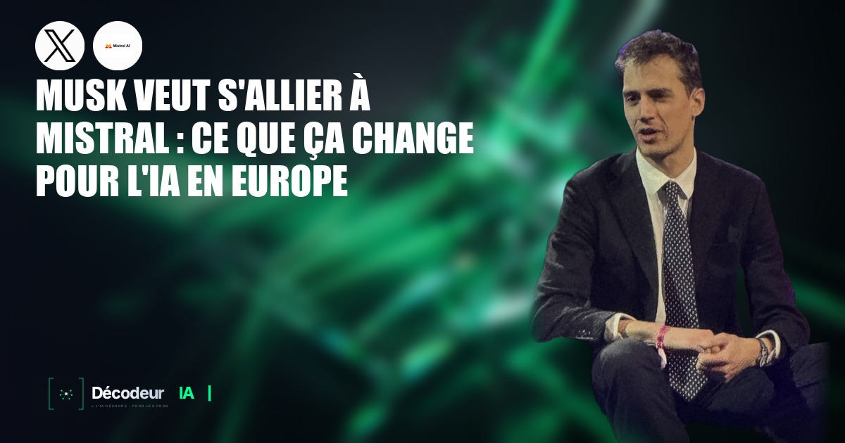 Logos de xAI, Mistral AI et Cursor sur fond de carte européenne stylisée